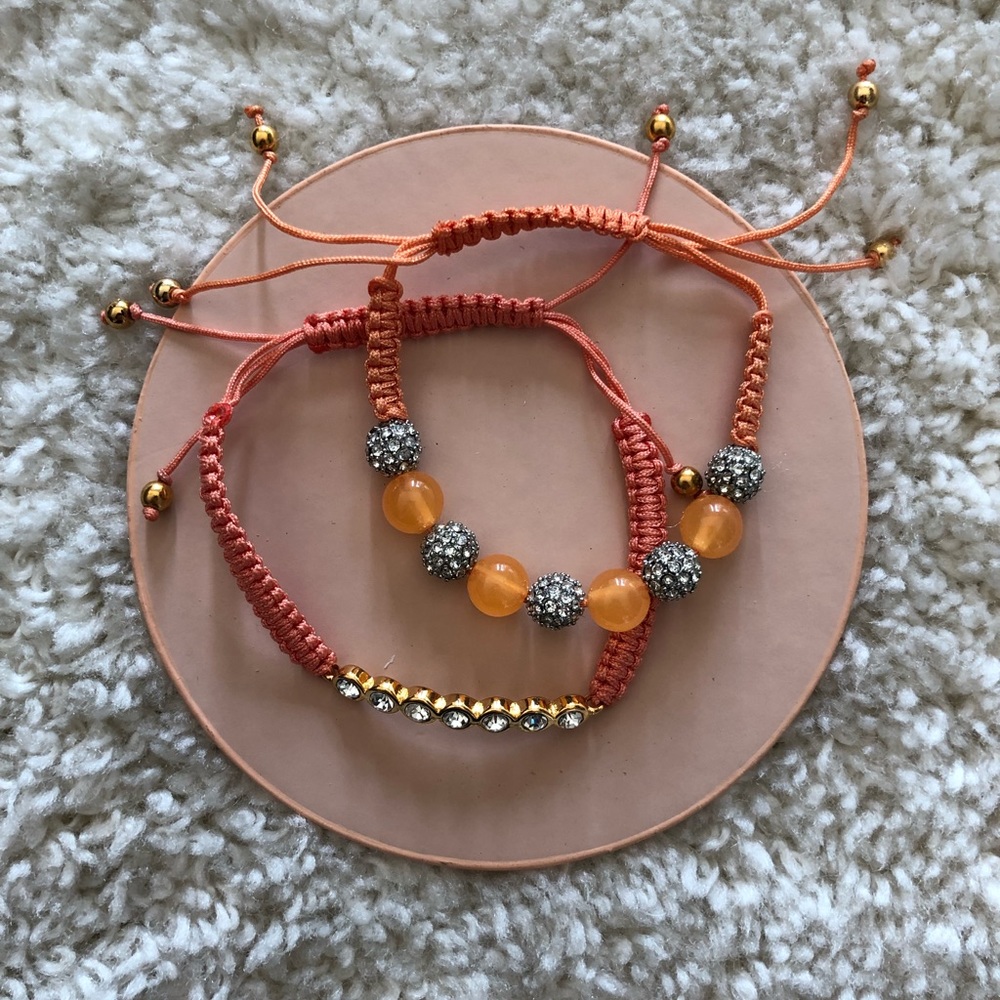 BaubleBar Coral and Gold Beaded Bracelet Trio